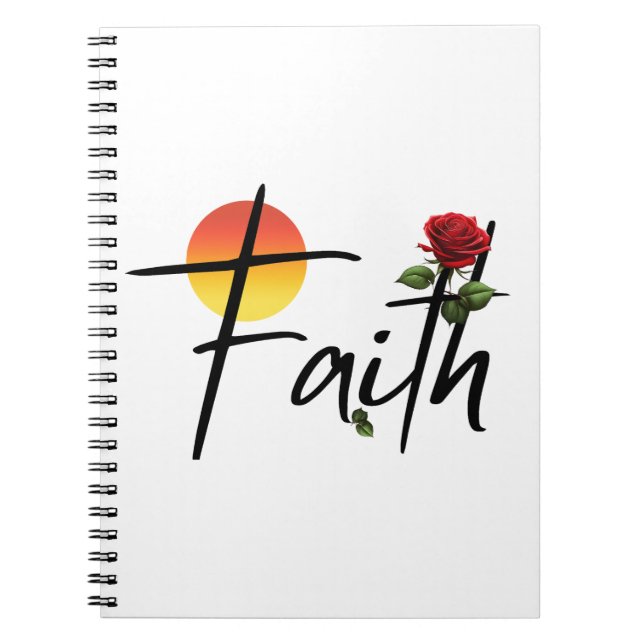 Caderno Espiral Tipografia Faith Preta Com Rosa (Frente)