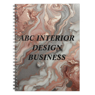 Caderno Espiral Tipografia moderna com textura de mármore prateado