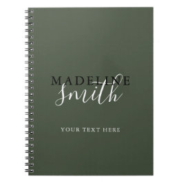 Caderno Espiral Tipografia Moderna Escrita em Verde Escuro