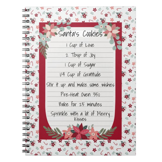Caderno Espiral Tipografia Moderna Whimsey Recebe Vermelho Natal (Frente)