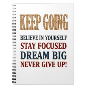 Caderno Espiral Tipografia Motivacional Vintage Continue Em Frente
