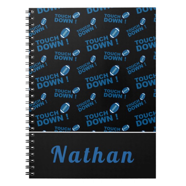 Caderno Espiral Tipografia Personalizada por Toque Azul de Futebol (Frente)