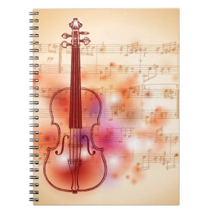 Caderno Espiral Tiragem no fundo da aguarela do violino