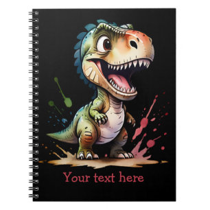 Caderno Espiral Tiranossauro Rex Personalizado com Efeito de Aquar