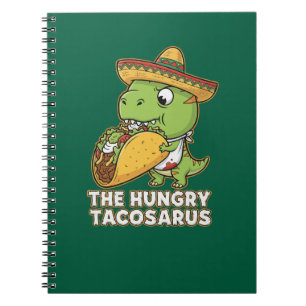 Caderno Espiral Tiranossauro Tacosaurus Engraçado e Faminto Comend