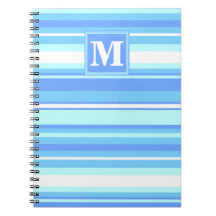 Caderno Espiral Tiras azuis do céu monograma