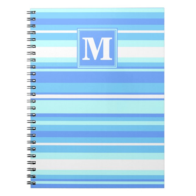 Caderno Espiral Tiras azuis do céu monograma (Frente)