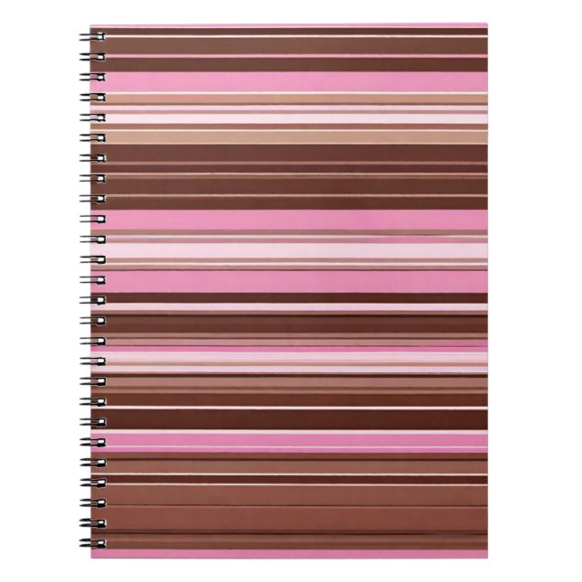 Caderno Espiral Tiras cor-de-rosa e castanhas (Frente)