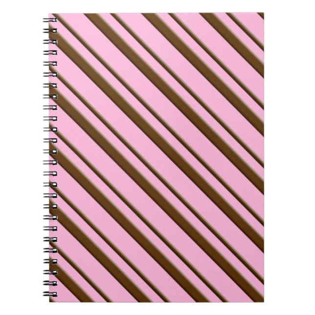 Caderno Espiral Tiras de canas doces, rosa-menta-pimenta e chocola (Frente)