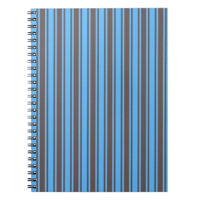 Caderno Espiral Tiras de doces castanhas e azuis (Frente)