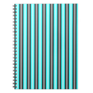 Caderno Espiral Tiras de Efeito Metálico 3D, Azul Neon Moderno e P