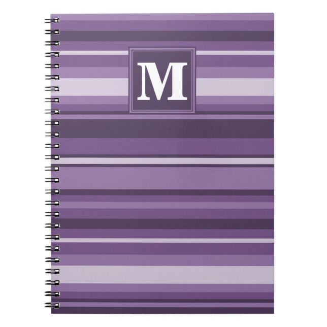 Caderno Espiral Tiras de Lavanda monograma (Frente)