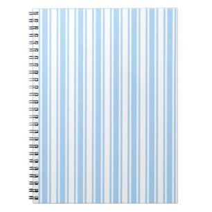 Caderno Espiral Tiras doces brancas e azuis claras
