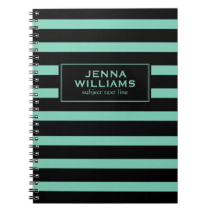 Caderno Espiral Tiras Negras Modernas E Minúsculos Verdes