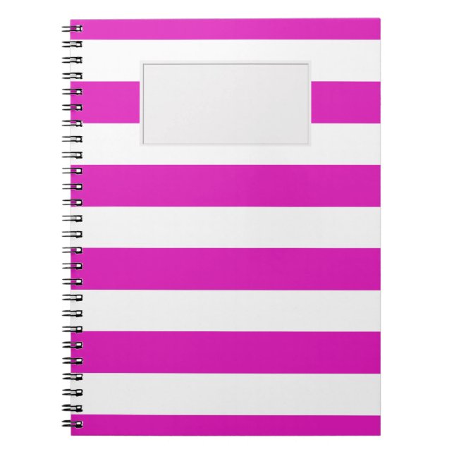 Caderno Espiral Tiras rosa em qualquer cor com rótulo (Frente)