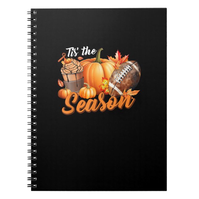 Caderno Espiral Tis The Season Pumpkin Leaf Latte Fall Thanksgivin (Frente)