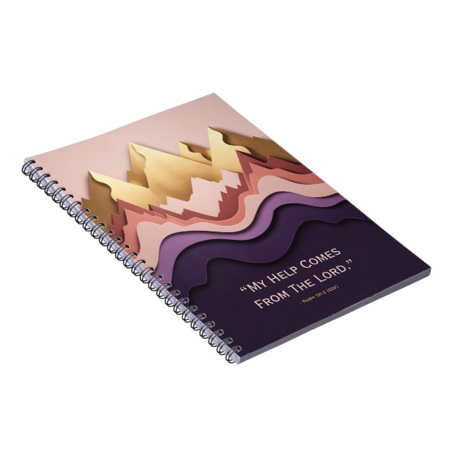 Caderno Espiral Title: Layered Mountain Sunrise Faith Journal - Pu (Lado Direito)