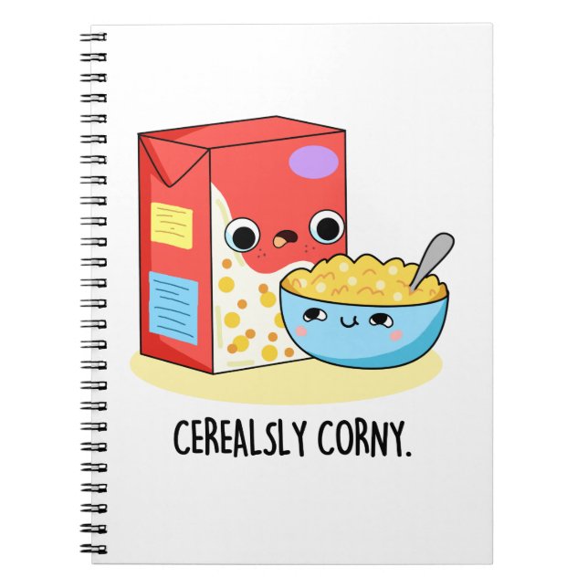 Caderno Espiral Título de Cereal Engraçado e Bafiento Pun de Leite (Frente)
