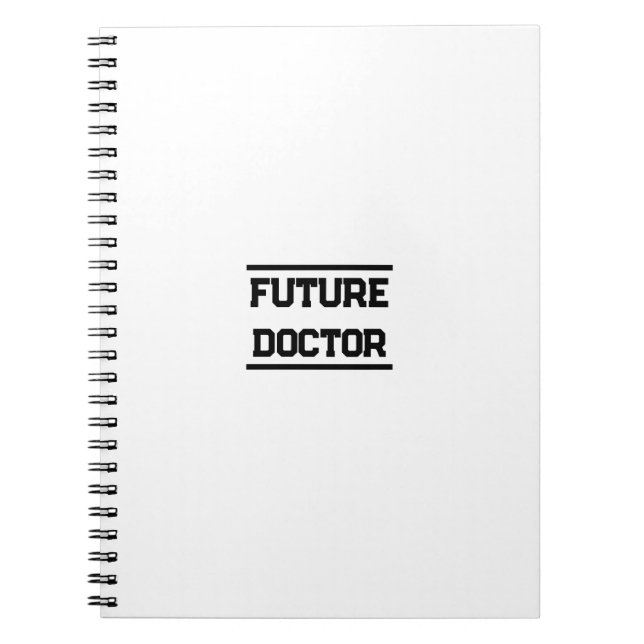 Caderno Espiral Título Médico Futuro Design de Texto Mínimo (Frente)