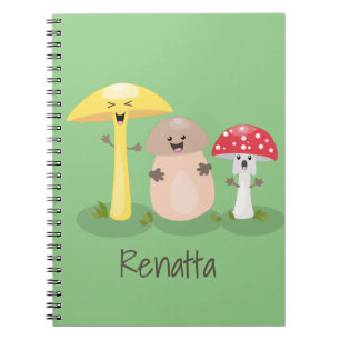 Caderno Espiral Toadstool de cogumelo-do-kawaii
