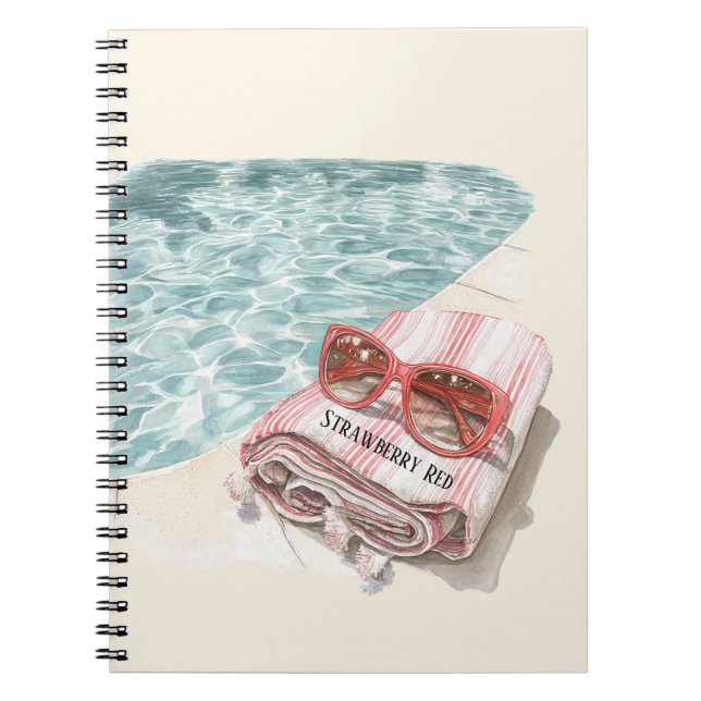 Caderno Espiral Toalha de Piscina Vermelha Morango (Frente)