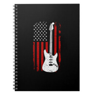 Caderno Espiral Toca Música Bandeira Americana US Guitarras Elétri