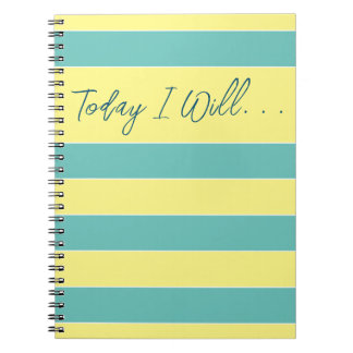 Caderno Espiral Today I Will... Daily To-Do Goals Stripes Style
