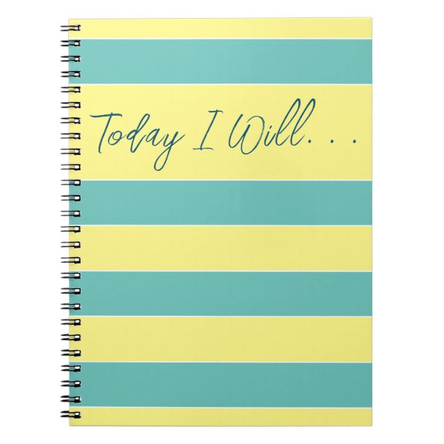 Caderno Espiral Today I Will... Daily To-Do Goals Stripes Style (Frente)