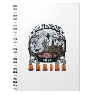Caderno Espiral Todo Professor Ama Cérebros Halloween Zumbi Mão As