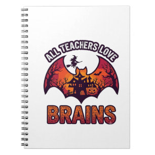 Caderno Espiral Todos os Professores Amam Cérebros Halloween Morce