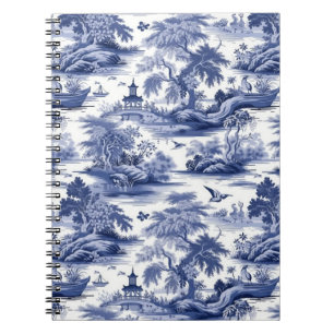 Caderno Espiral Toile de Jouy, Blue Willow Patterno Notebook