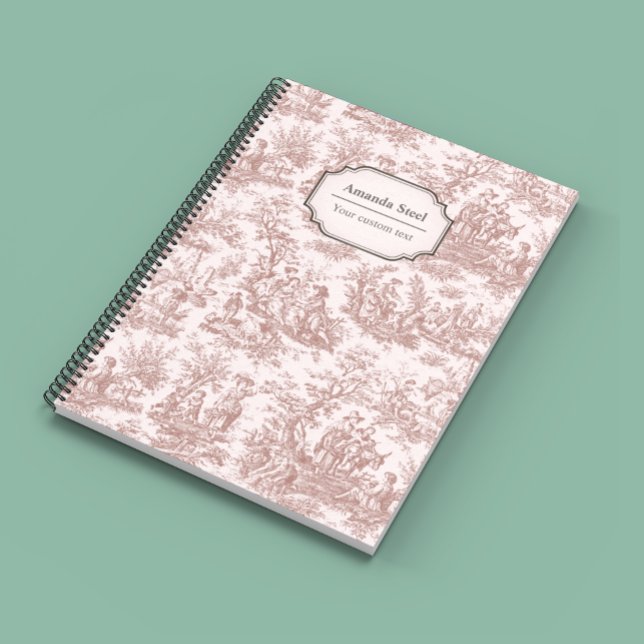 Caderno Espiral Tóile de jouy, marrom-claro, elegante e elegante (Criador carregado)