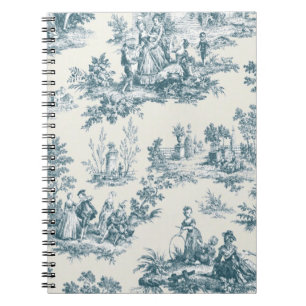 Caderno Espiral Tóile de jouy sage verde elegante