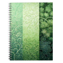 CADERNO ESPIRAL TOM RESPLANDESCENTE DE VERDE TEMA CÉLTICO IRLANDÊS