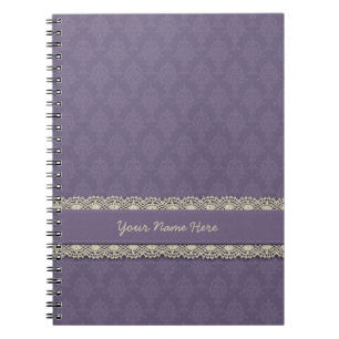 Caderno Espiral Tom roxo do damasco no tom