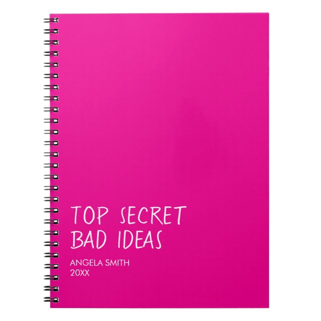 Caderno Espiral Top Secret Bad Ideas Notebook – Funny Dark Humor  (Frente)