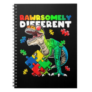 Caderno Espiral Topo da consciência do autismo de dinossauros com