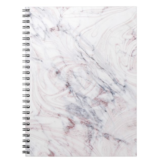 Caderno Espiral Toque de Mármore Cinza Branco Giratório Chic Moder (Frente)