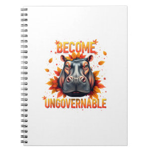 Caderno Espiral Torne-se um bebê engraçado ingovernável Hippo Moo