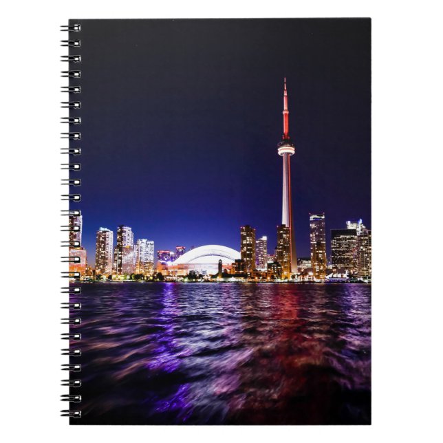 Caderno Espiral Toronto Skyline à Noite (Frente)