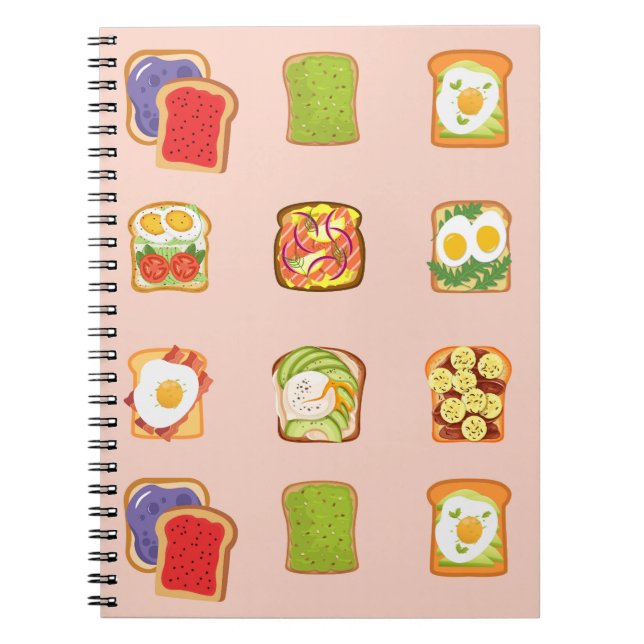 Caderno Espiral Torrada de Brunch com Padrão (Frente)