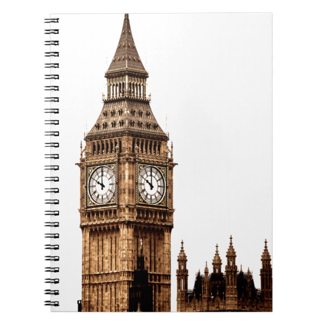 Caderno Espiral Torre Big Ben em Sepia (Frente)