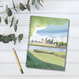 Caderno Espiral Torre de Londres Paisagem em Aquarela do Reino U