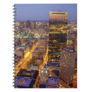 Caderno Espiral Torre do centro de Boston e de Hancock