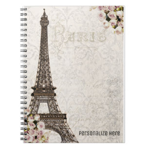 Caderno Espiral Torre Eiffel chique de Paris & costume elegante