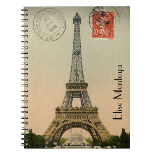 Caderno Espiral Torre Eiffel de Paris do vintage personalizada