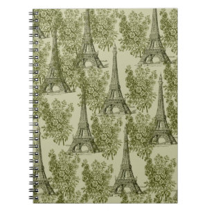 Caderno Espiral Torre Eiffel de Paris Verde Floral