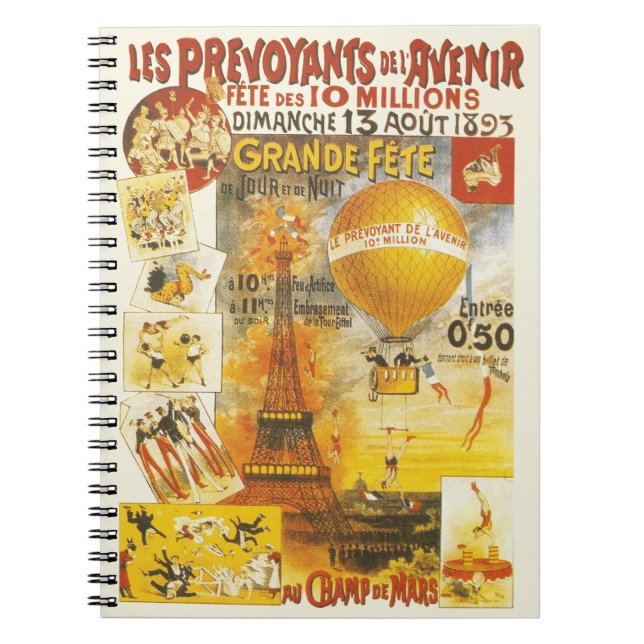 Caderno Espiral Torre Eiffel e Balão Antigos (Frente)