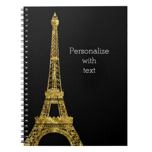 Caderno Espiral Torre Eiffel Glam Dourado (Frente)