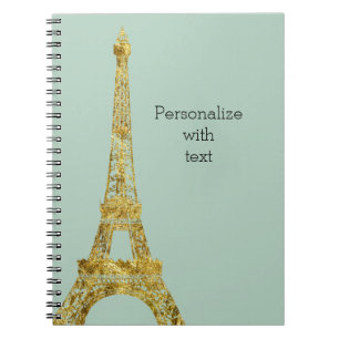 Caderno Espiral Torre Eiffel Glam Dourado